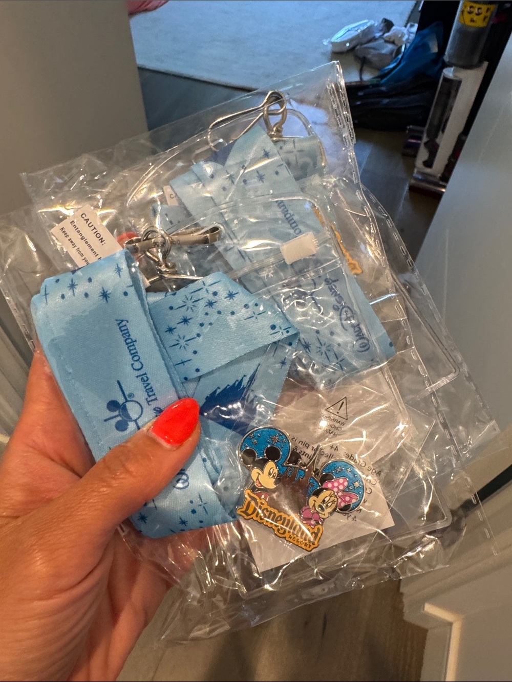 Disneyland Blue Lanyard with Mickey & Minnie Collector Pins